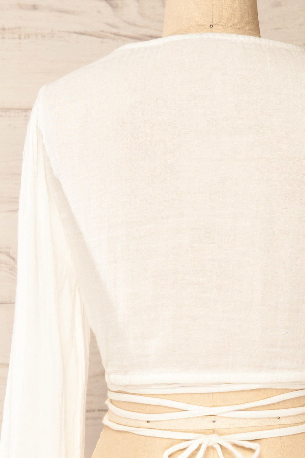 Alarcon Ivory Waist Tie Crop Top | La petite garçonne back view