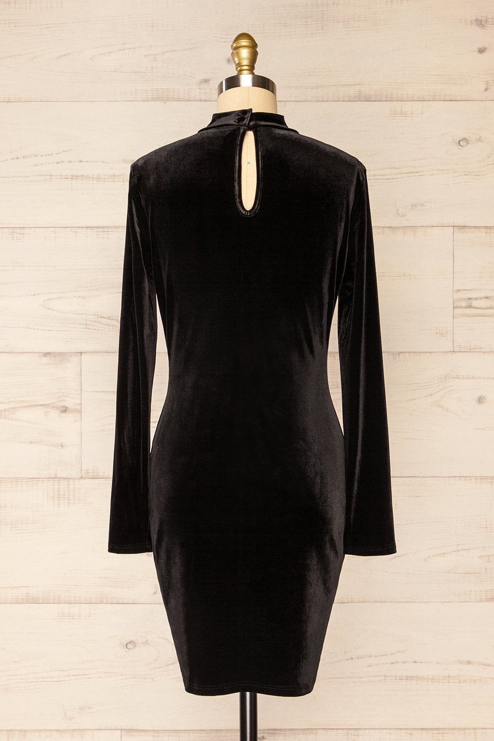 Albacete Short Fitted Velvet Dress w/ Long Sleeves | La petite garçonne back view