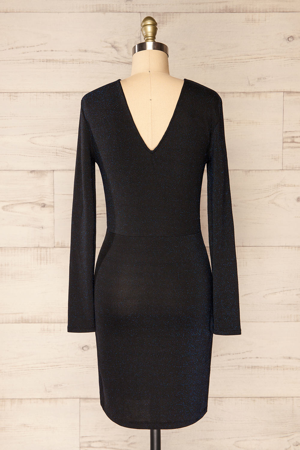 Alcobendas Blue Sparkling Short Dress w/ Long Sleeves | La petite garçonne back view