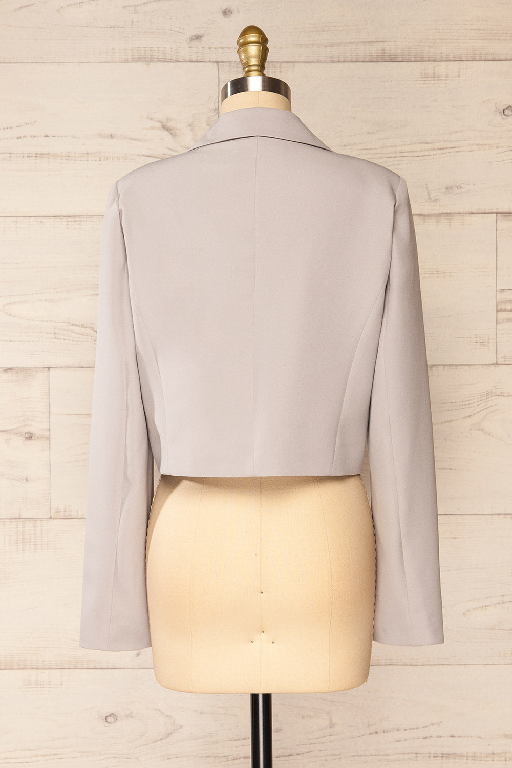 Alcorcon Grey Cropped Blazer w/ Notched Lapels back view