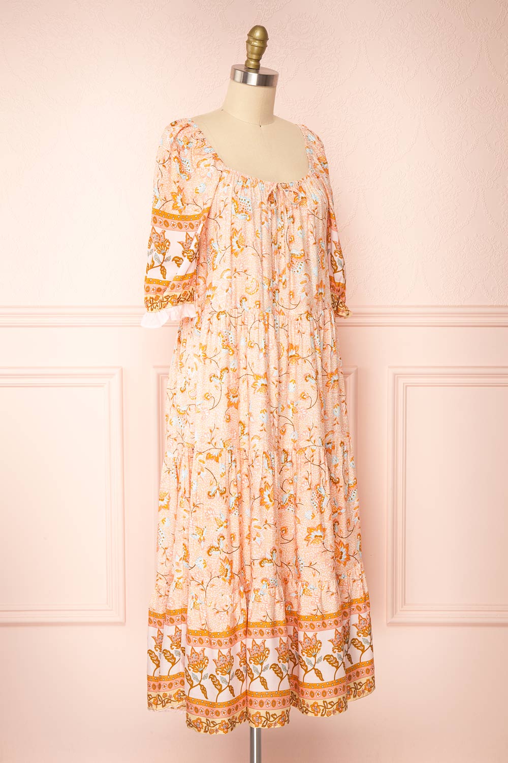 Alexandrina Floral Puffed Sleeves Maxi Dress | Boutique 1861 side view