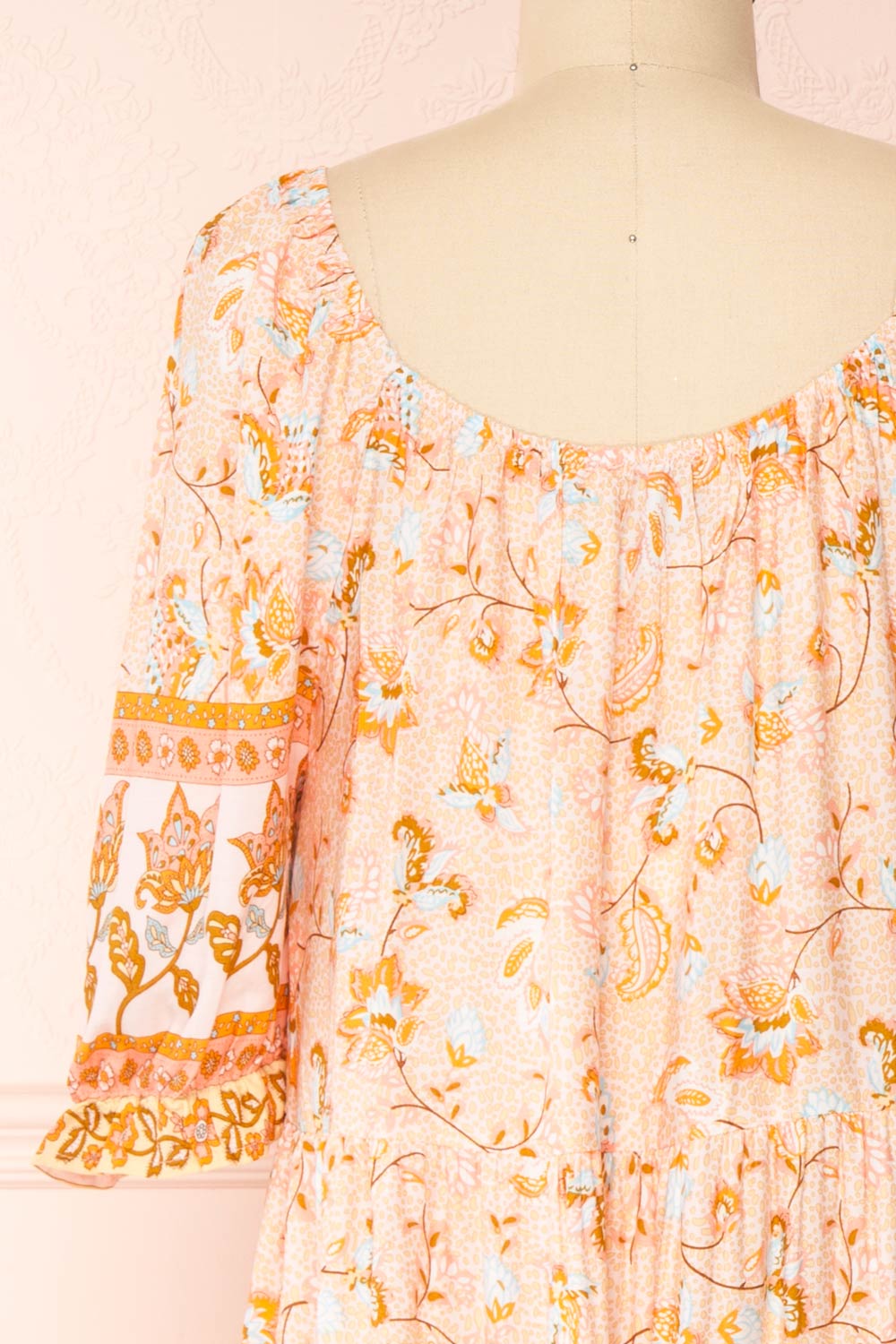 Alexandrina Floral Puffed Sleeves Maxi Dress | Boutique 1861 back close-up