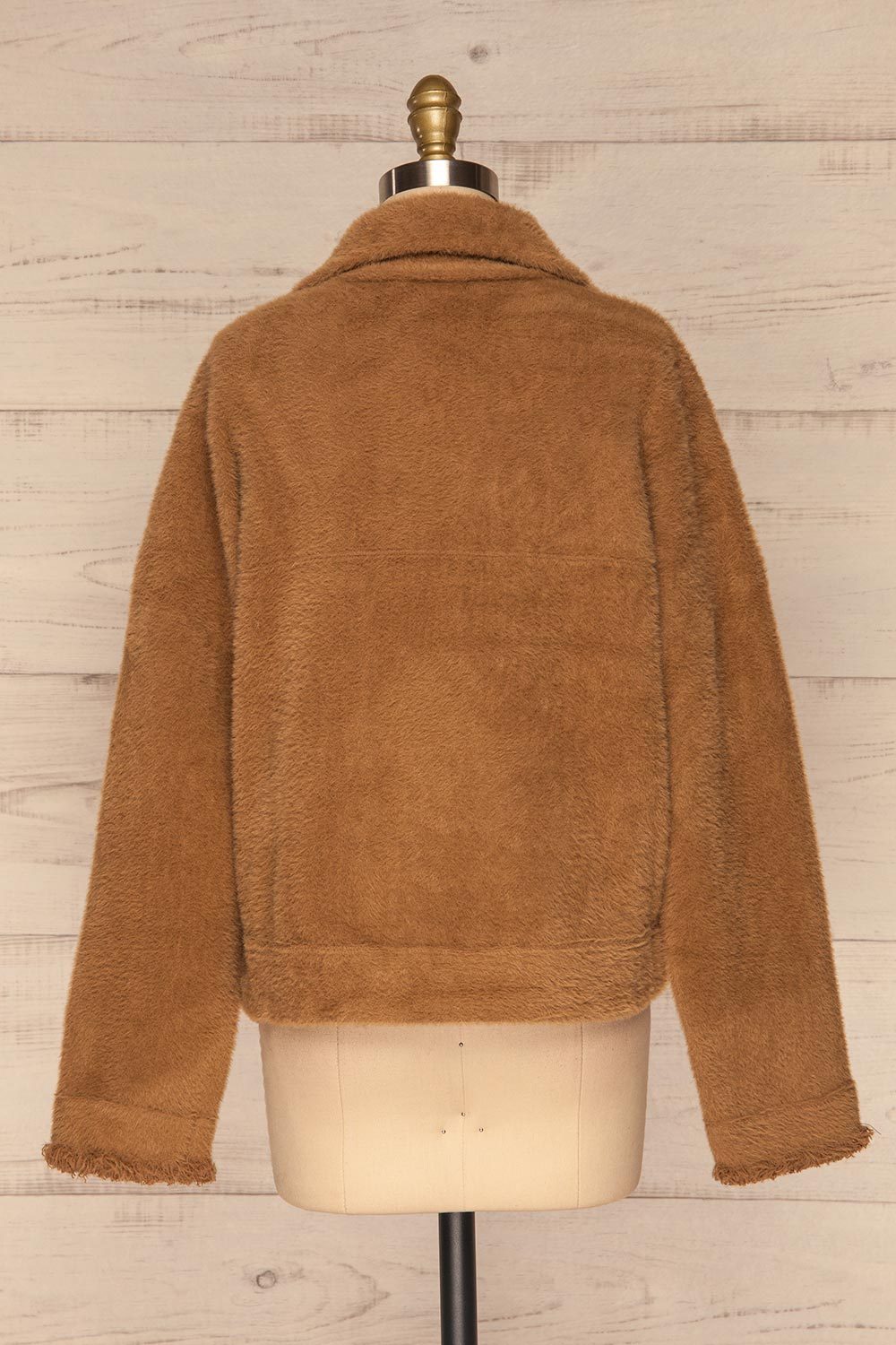 Alfonsia Brown Fuzzy Jacket w/ Buttons back view | La Petite Garçonne