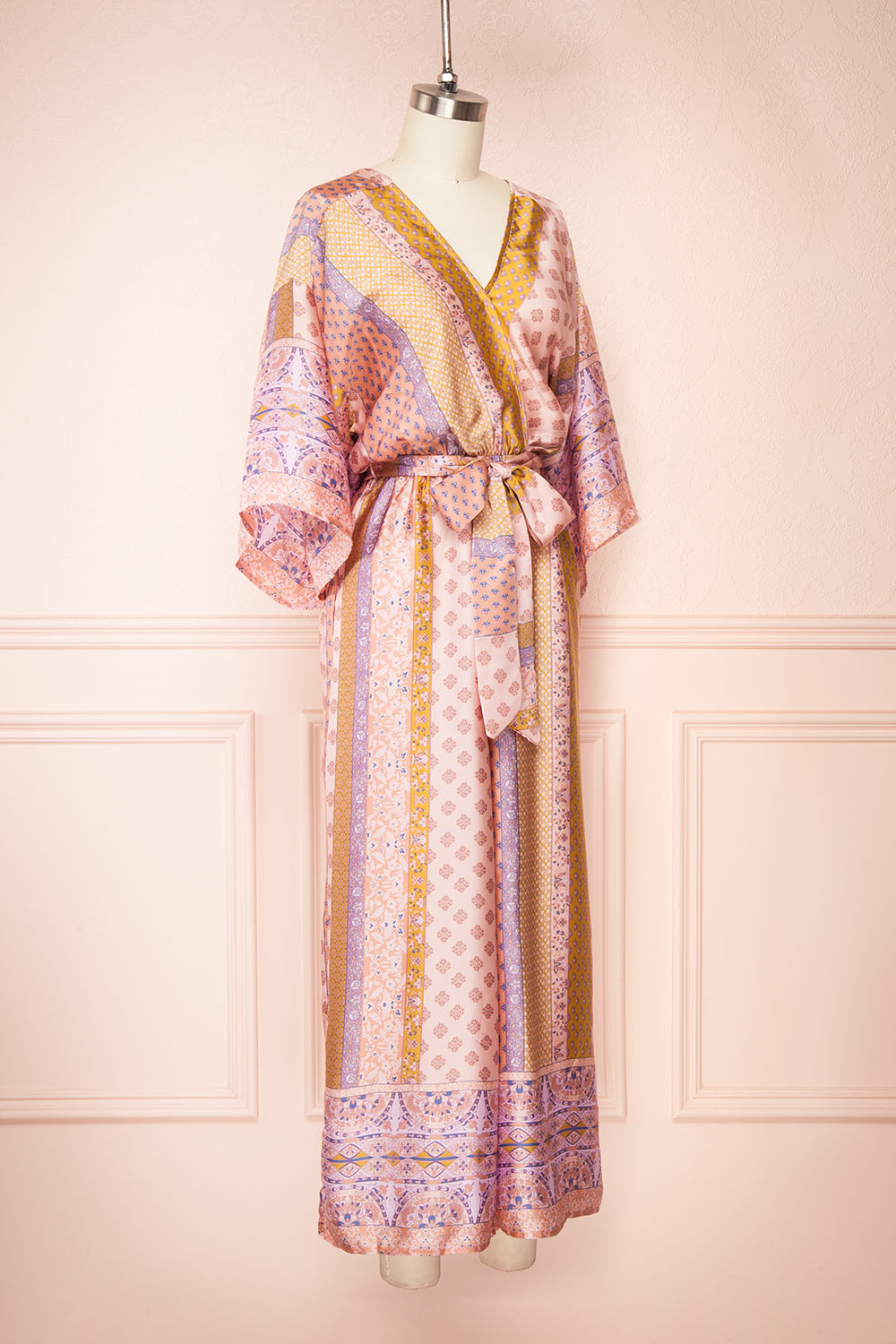 Aliie Pink Patterned Faux Wrap Jumpsuit | Boutique 1861 side view