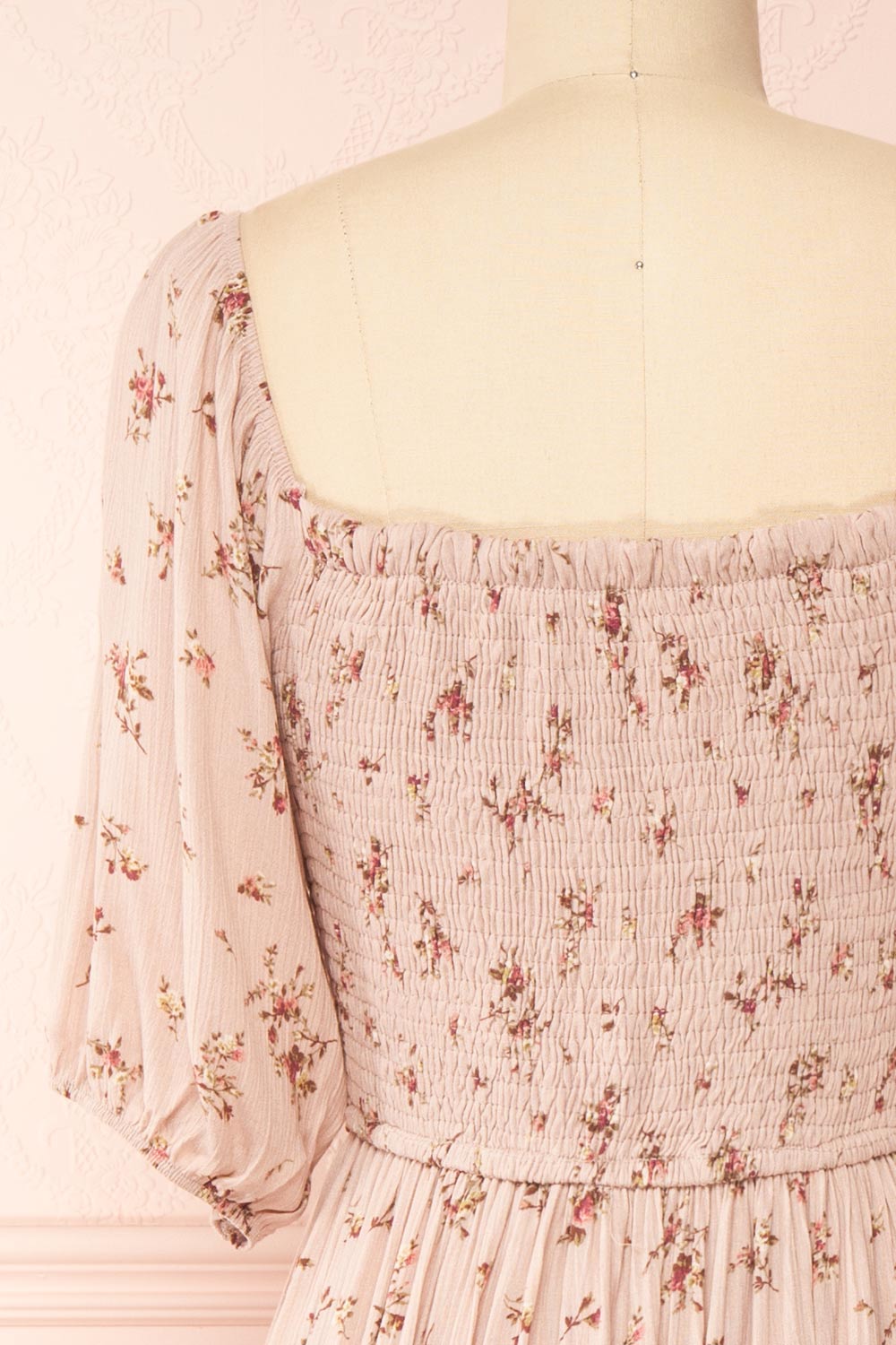 Alka Square Neck Floral Midi Dress | Boutique 1861 back close-up