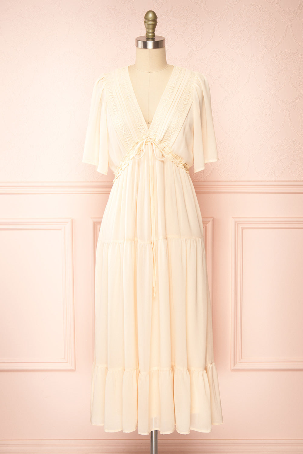 Allura Blush V-Neck Midi Dress