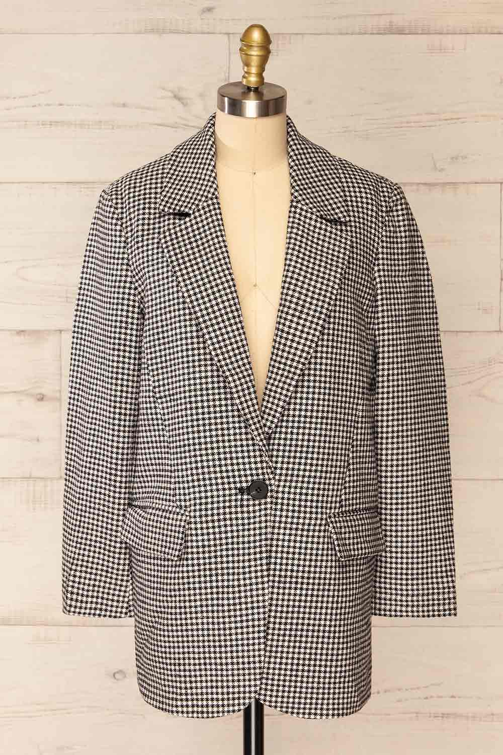 Almeria Oversized Houndstooth Blazer | La petite garçonne front view