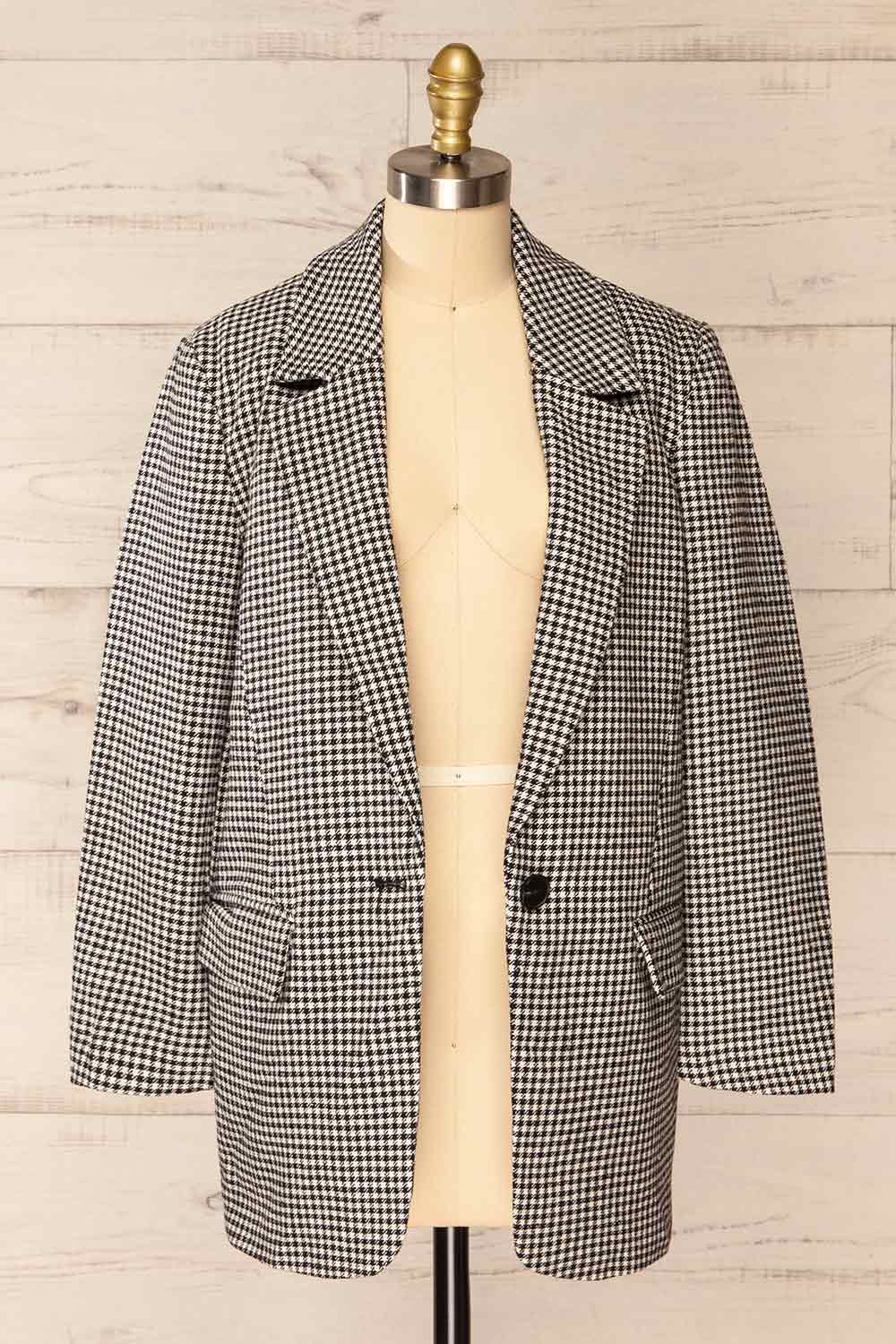 Almeria Oversized Houndstooth Blazer | La petite garçonne open view