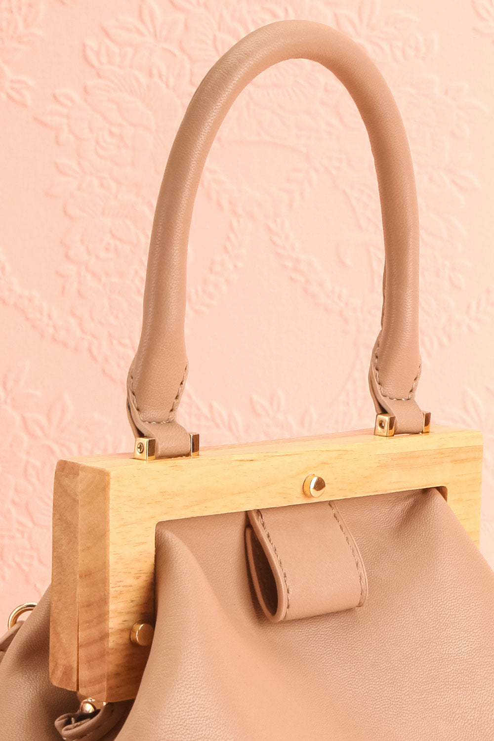 Alpha Ivory Clutch w/ Removable Shoulder Strap | Boutique 1861 side handle close-up