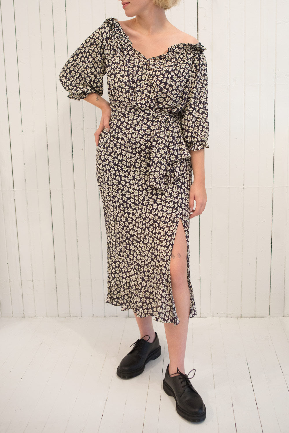 Amaya Floral Half Sleeve Faux-Wrap Maxi Dress | Boutique 1861 model