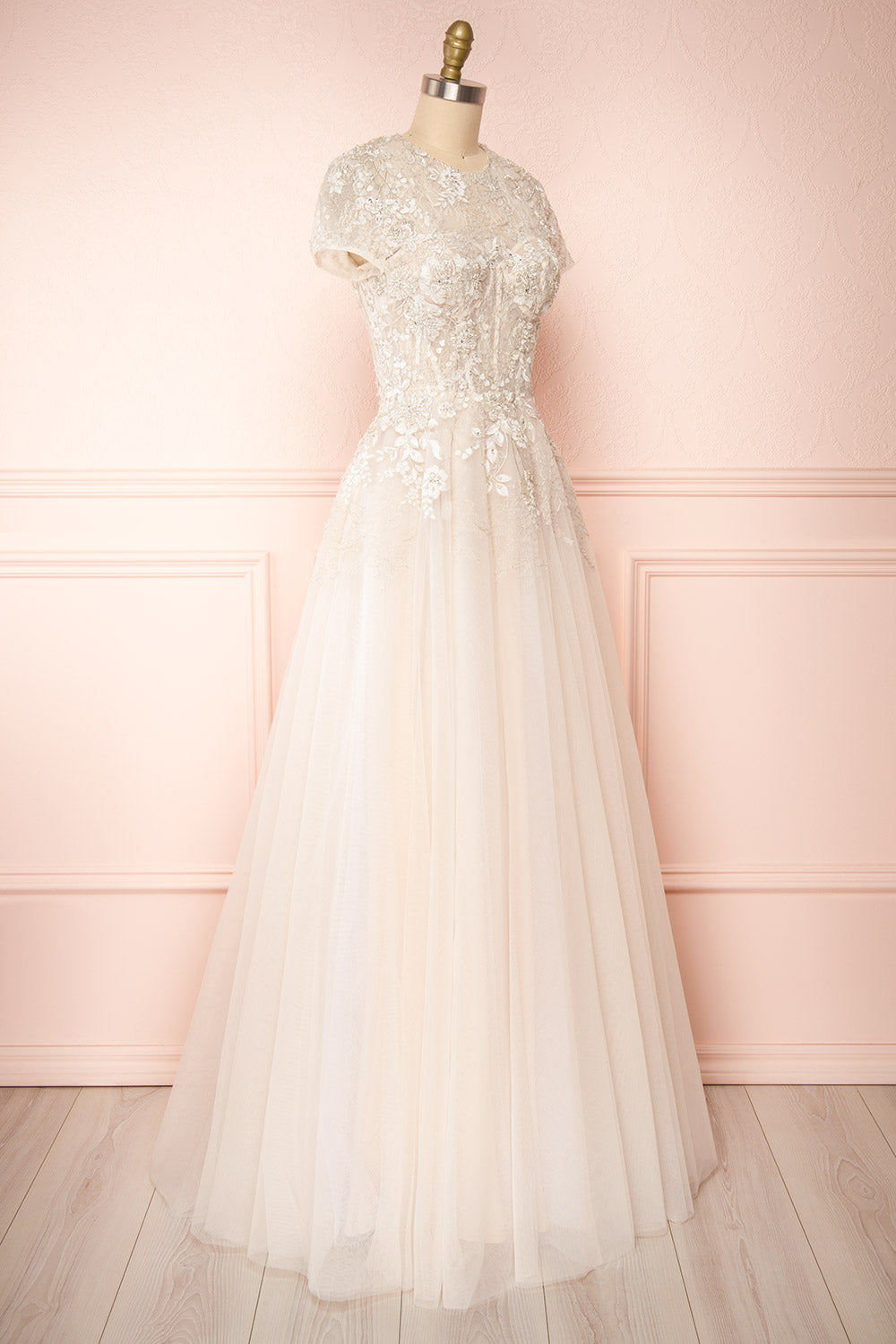 Amina Embroidered A-Line Bridal Dress | Boudoir 1861 side view