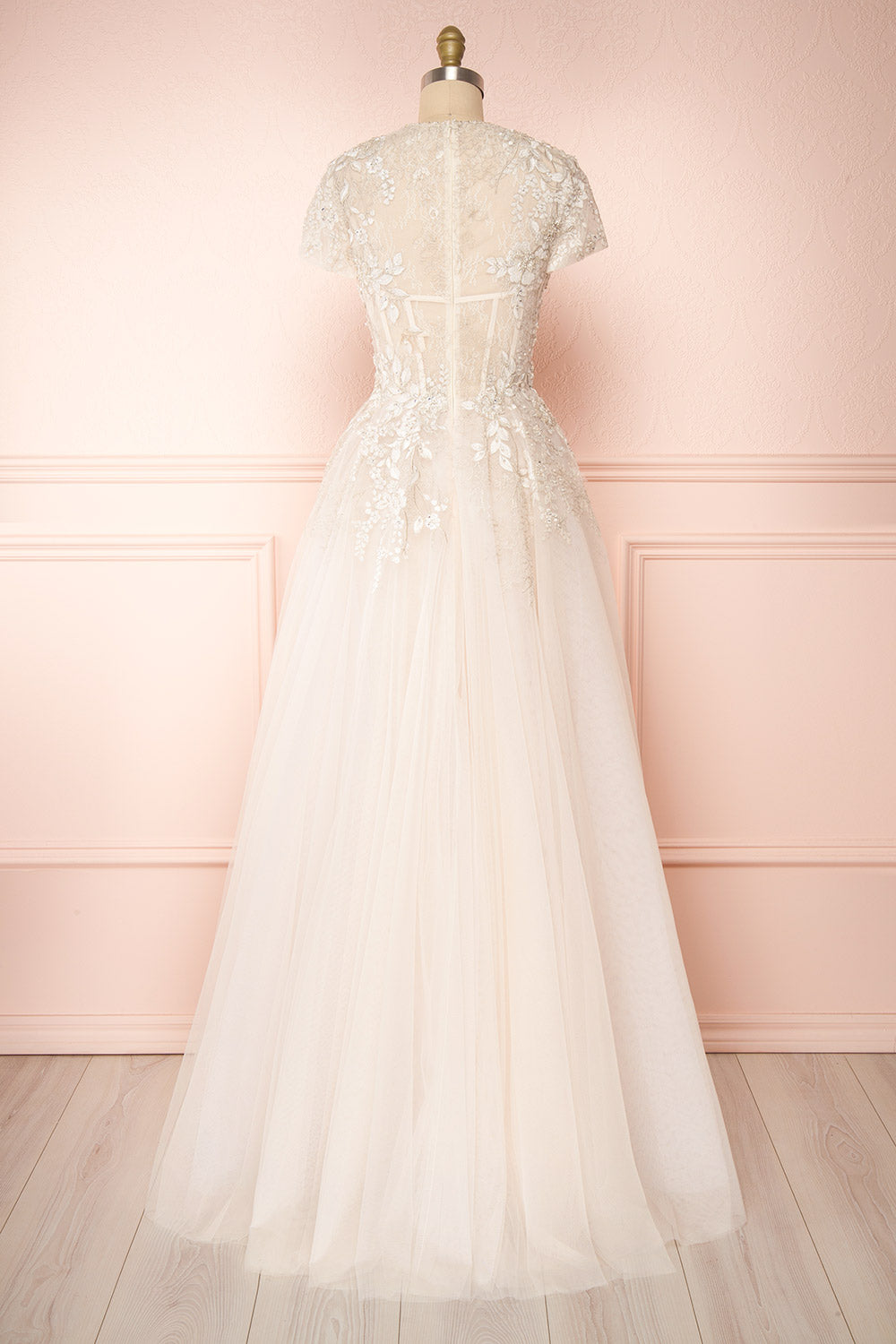 Amina Embroidered A-Line Bridal Dress | Boudoir 1861 back view