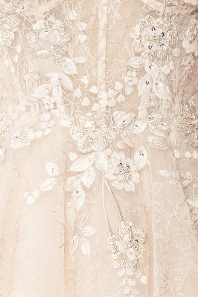 Amina Embroidered A-Line Bridal Dress | Boudoir 1861 fabric