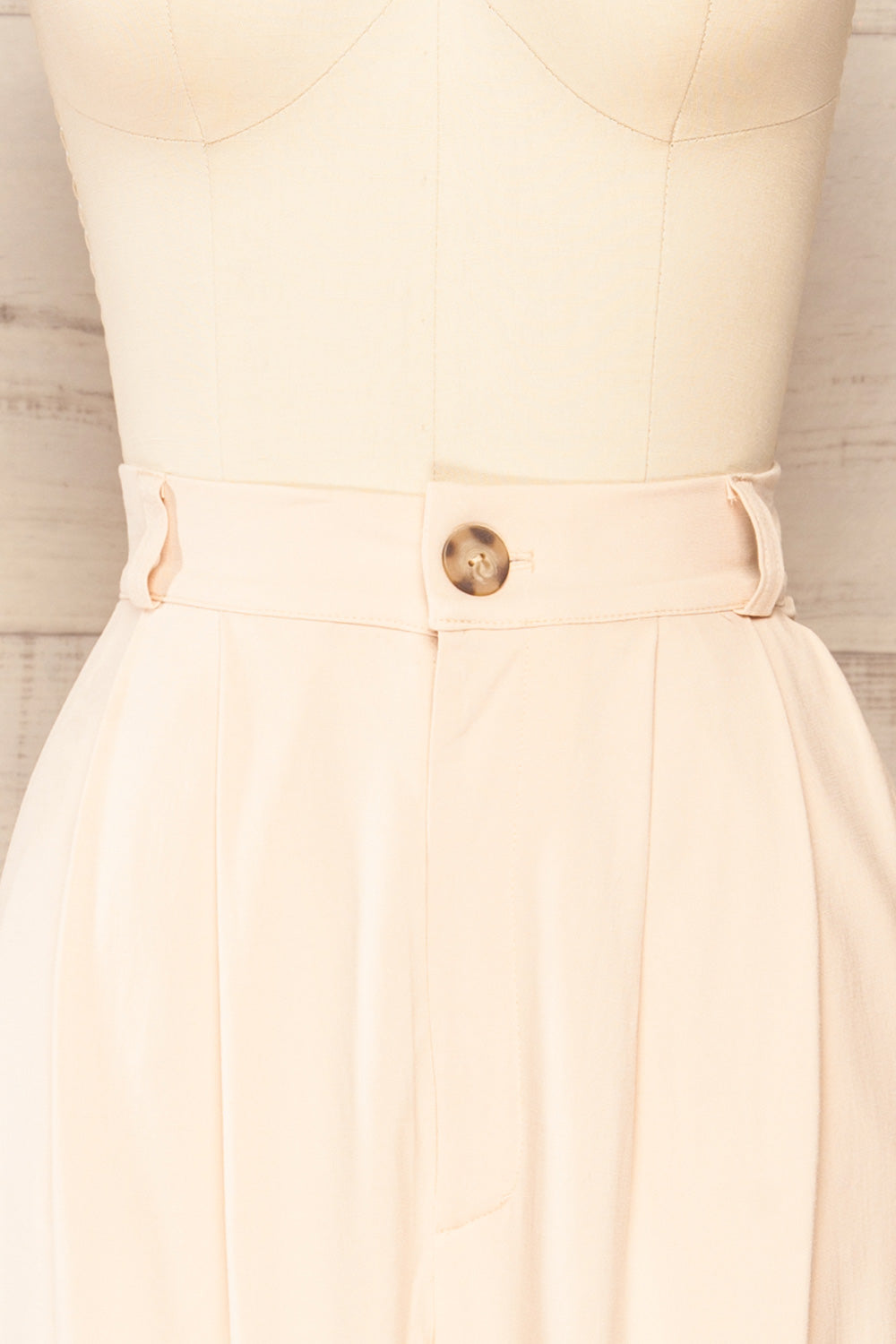 Ammy Blush Pleated High Waist Pants | La petite garçonne front close-up