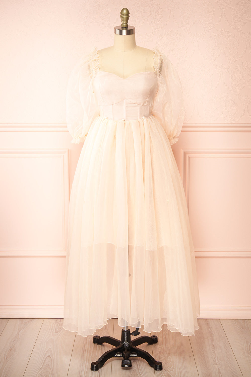 Amore Light Pink Tulle Midi Dress | Boutique 1861 front view