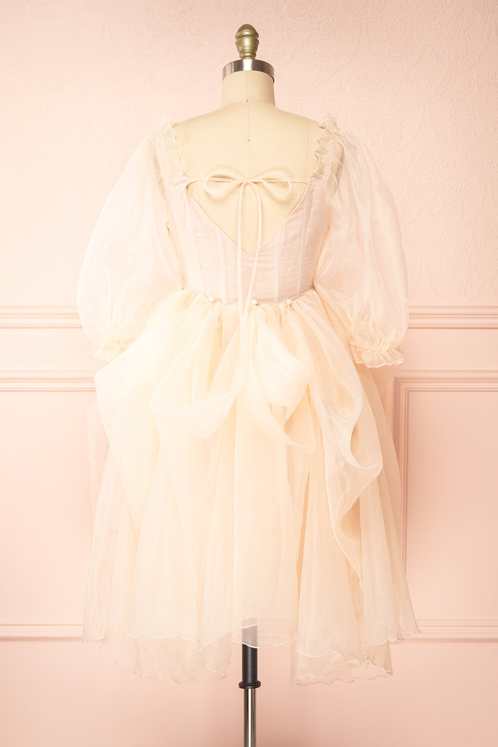 Amore Light Pink Tulle Midi Dress | Boutique 1861 back short