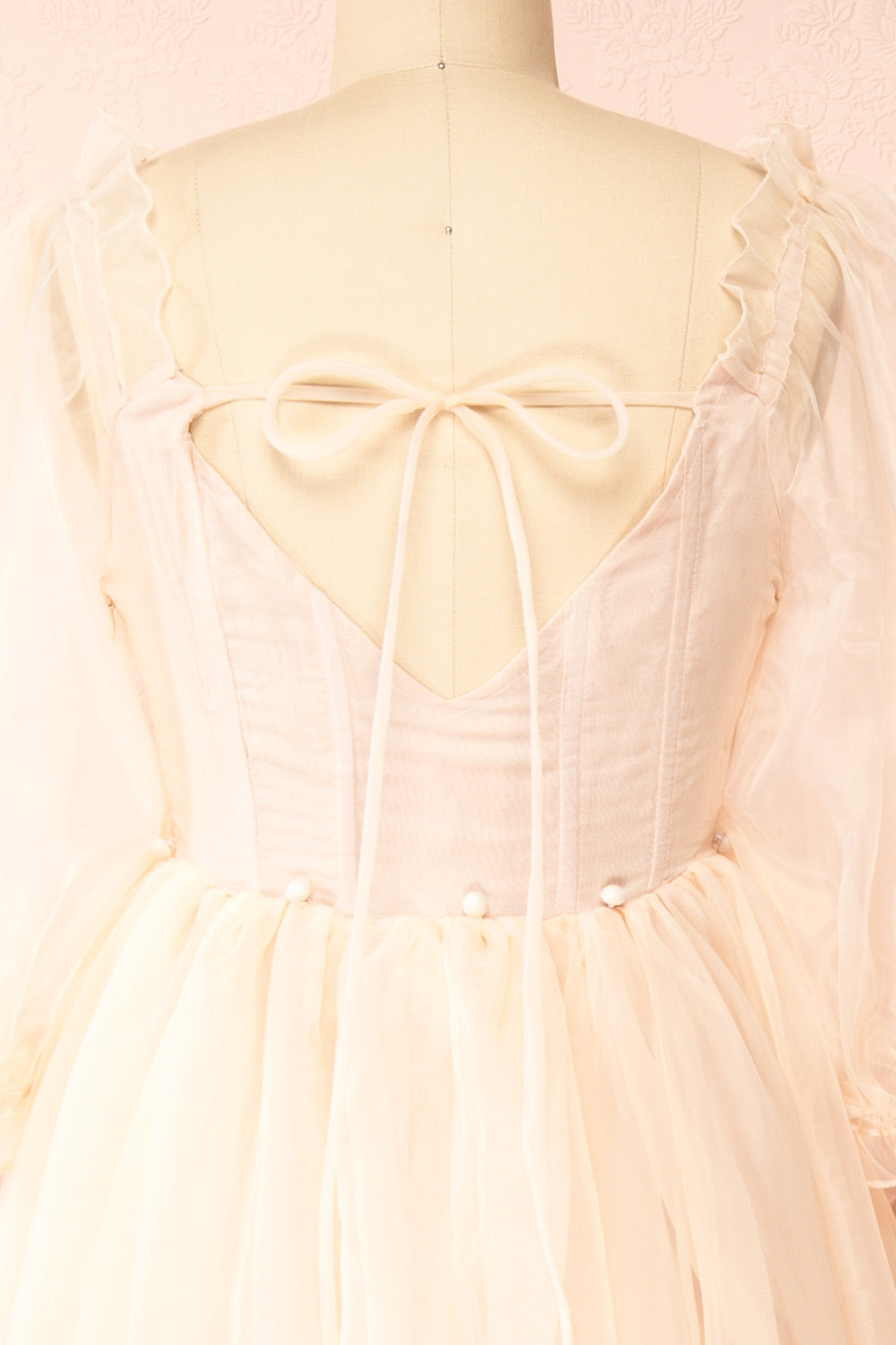 Amore Light Pink Tulle Midi Dress | Boutique 1861 back close-up