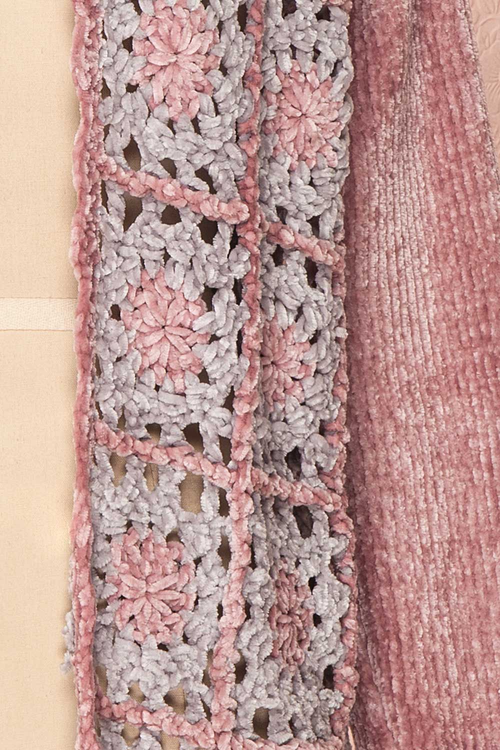 Ampelle Pink Chenille Cardigan | Cardigan Rose fabric close up | Boutique 1861