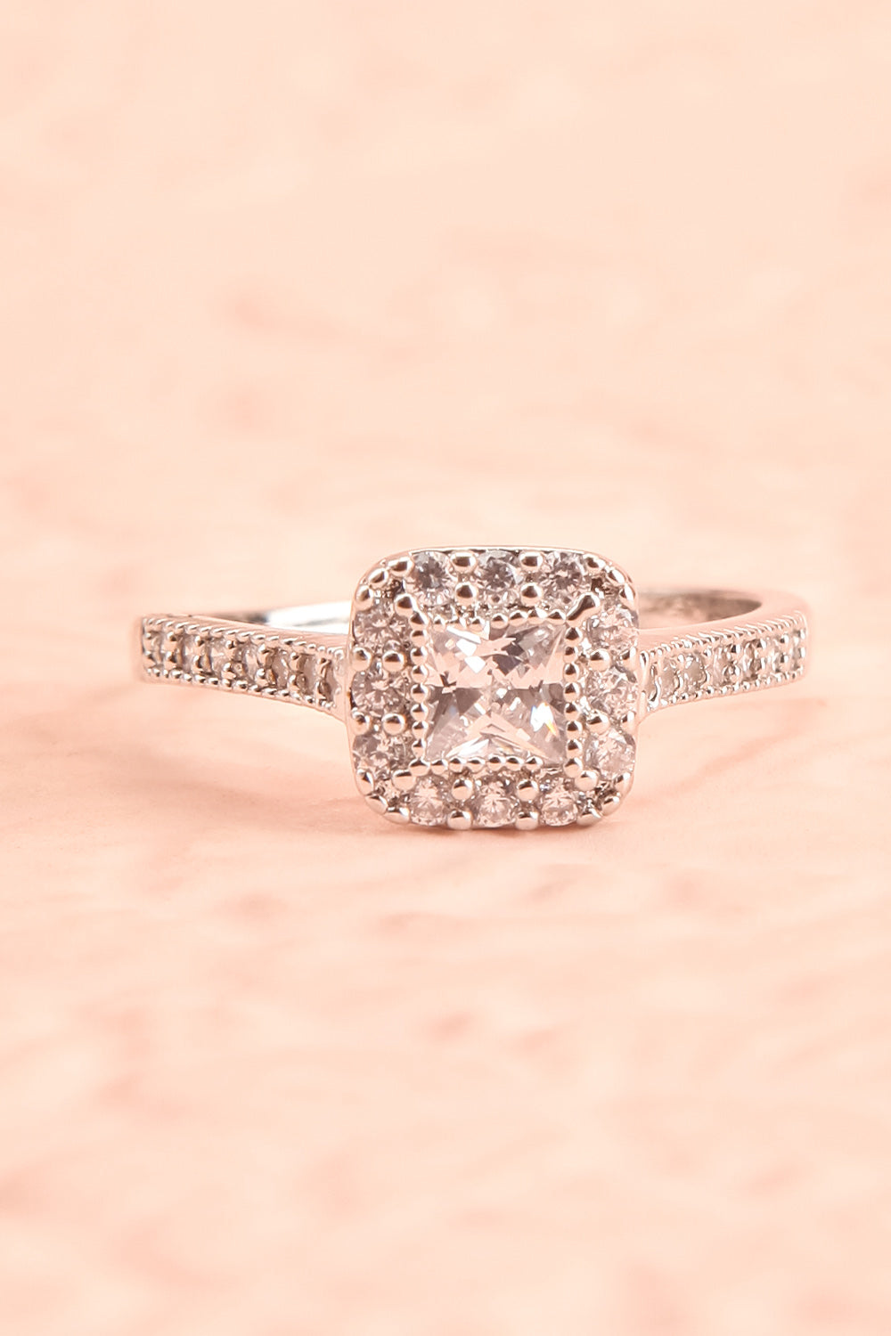 Amphirite Silver Crystal Studded Ring flat close-up | Boudoir 1861