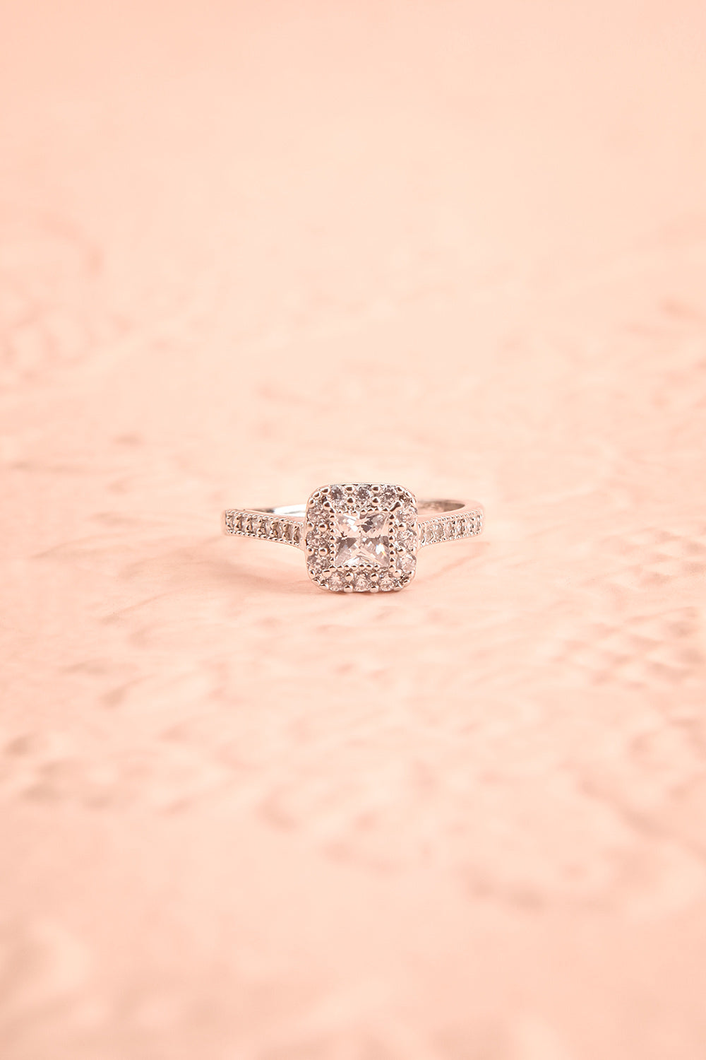 Amphirite Silver Crystal Studded Ring flat view | Boudoir 1861