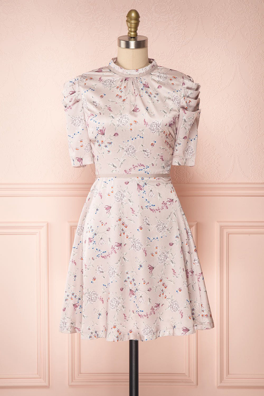 Anaelle Sunrise Pink Floral Silky Cocktail Dress | Boutique 1861