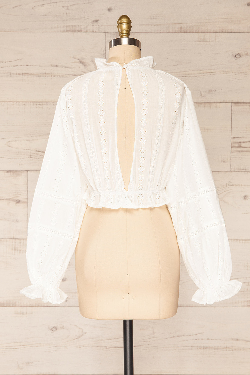 Anemo White Open Back Puffy Sleeve Top | La petite garçonne back view