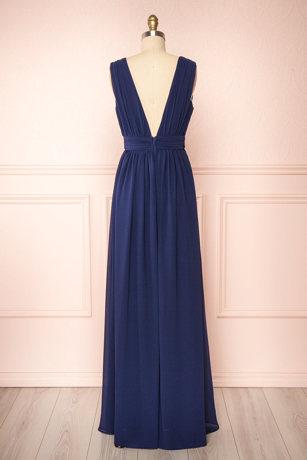 Animos Navy V-Neck Maxi Dress | Boudoir 1861 back view