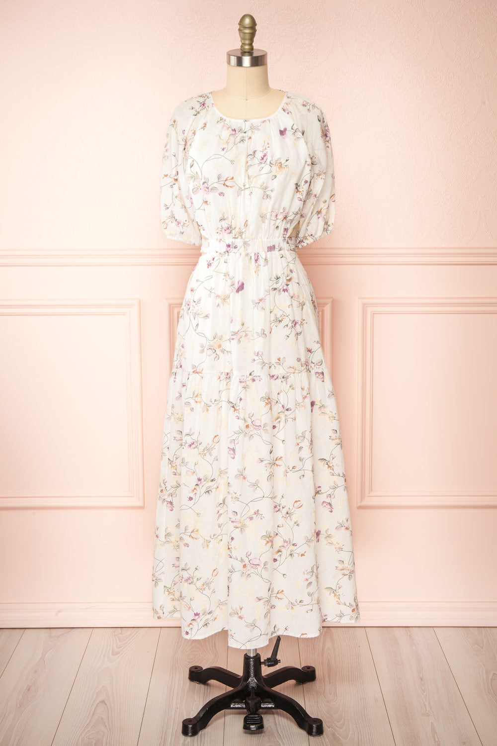 Annabeth Semi-Open Back Floral Midi Dress | Boutique 1861 front view