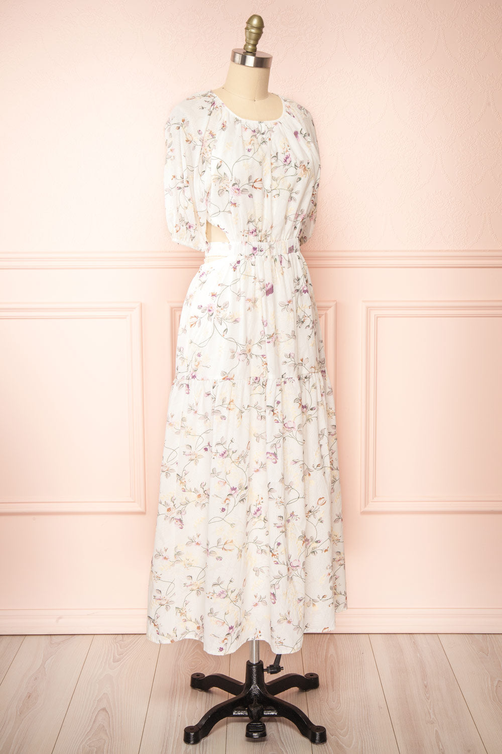 Annabeth Semi-Open Back Floral Midi Dress | Boutique 1861 side view