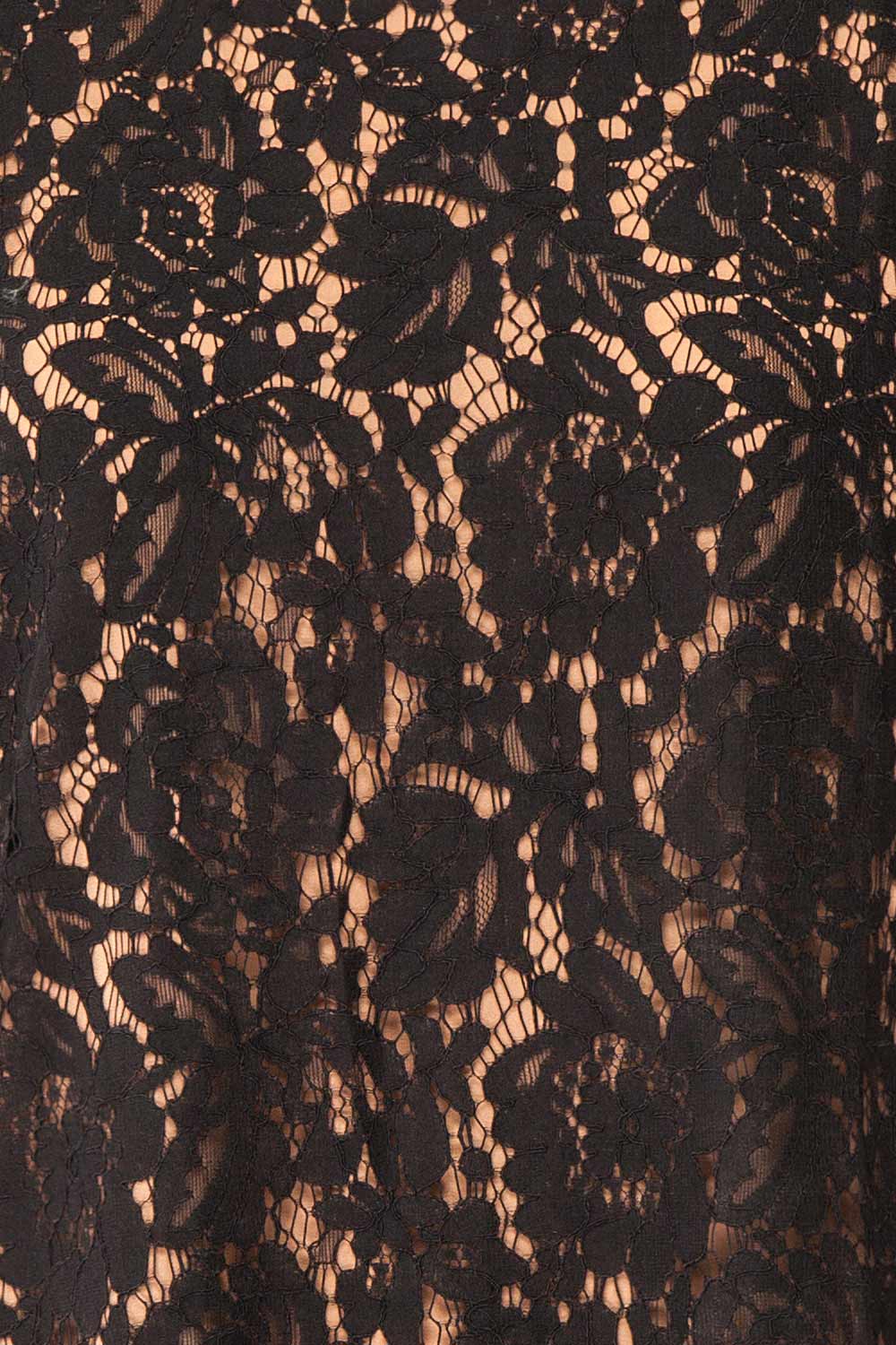 Apama Black Floral Lace Short Sleeve Dress | Boutique 1861 fabric fabric