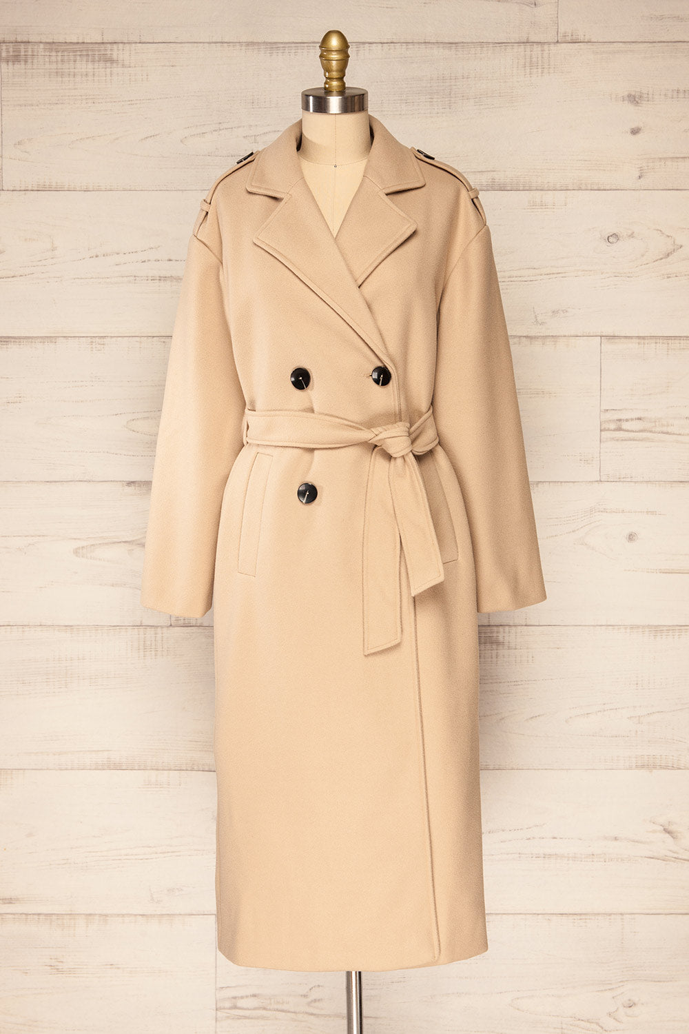 Argenteuil Long Buttonned Trench Coat | La petite garçonne front view
