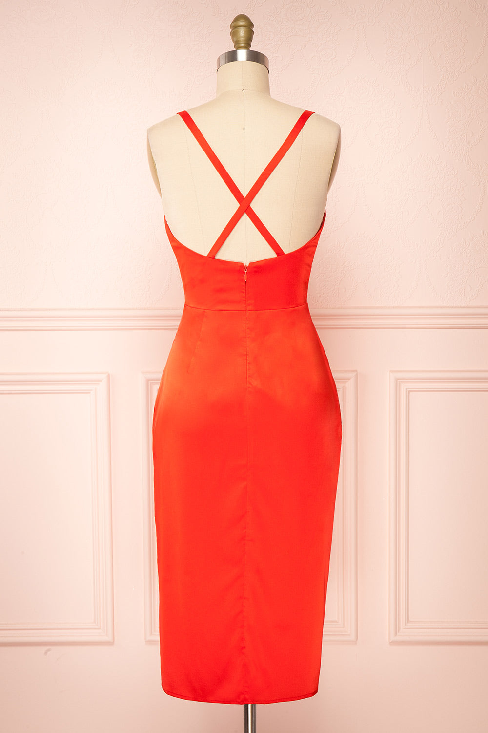 Ariandra V-Neck Midi Dress w/ Slit | Boutique 1861 back view