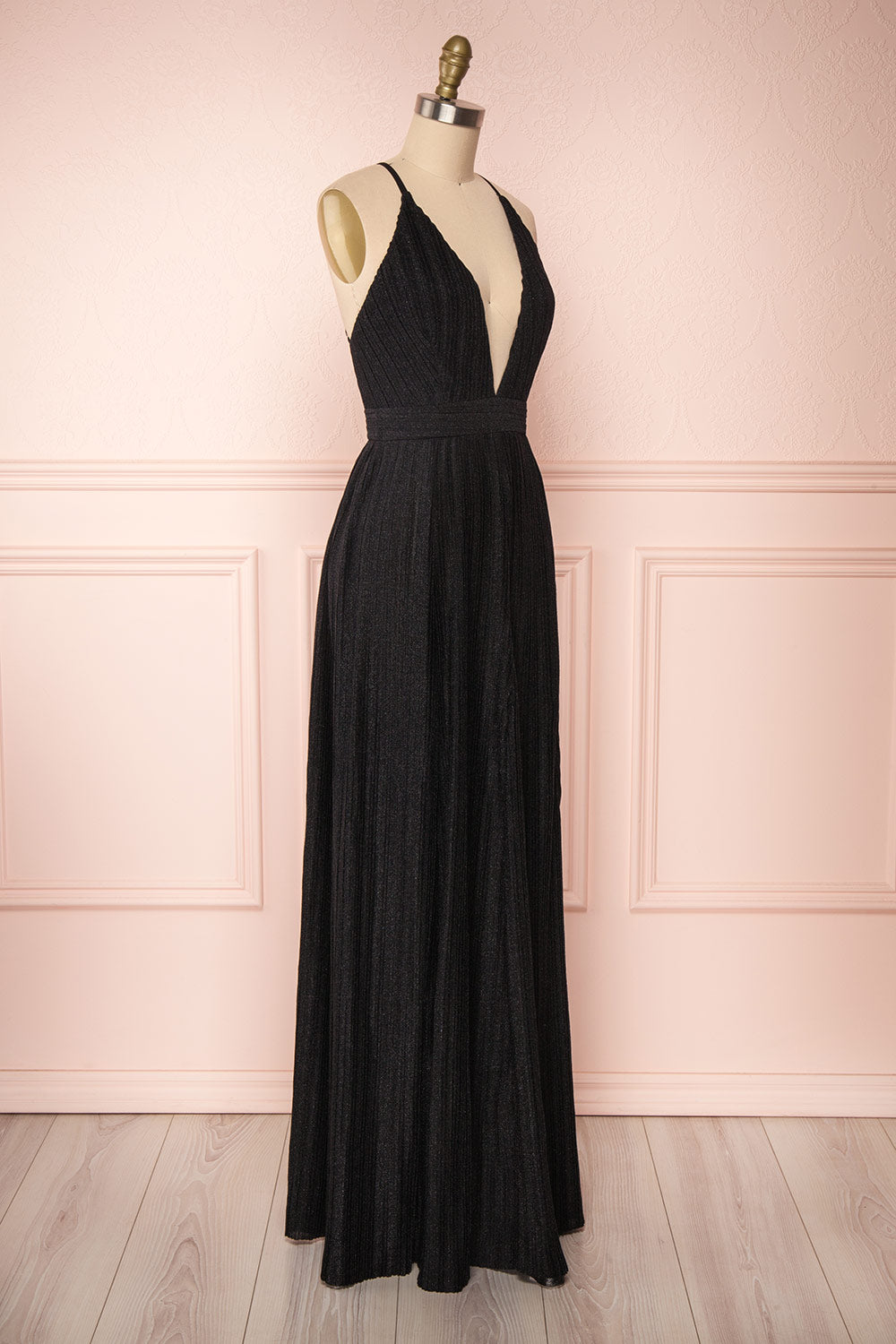 Arnemande Black Glitter Gown | Robe Maxi | Boutique 1861 side view