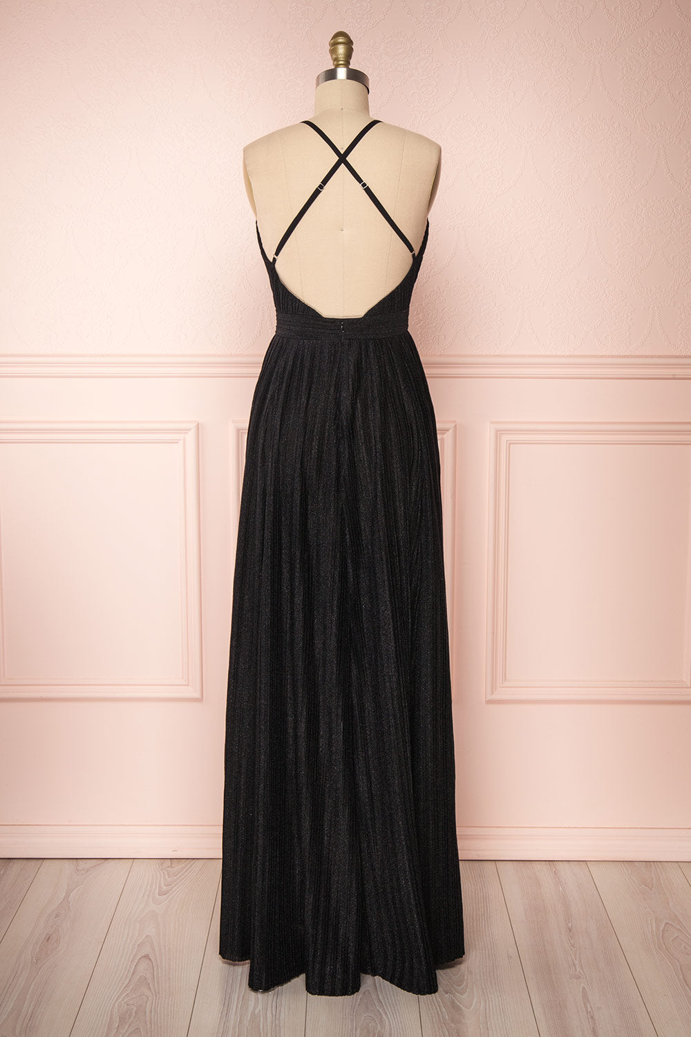 Arnemande Black Glitter Gown | Robe Maxi | Boutique 1861 back view 