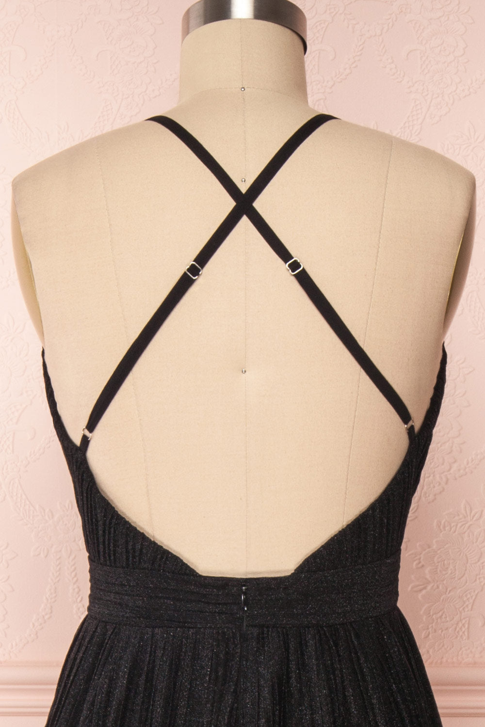 Arnemande Black Glitter Gown | Robe Maxi | Boutique 1861 back close-up