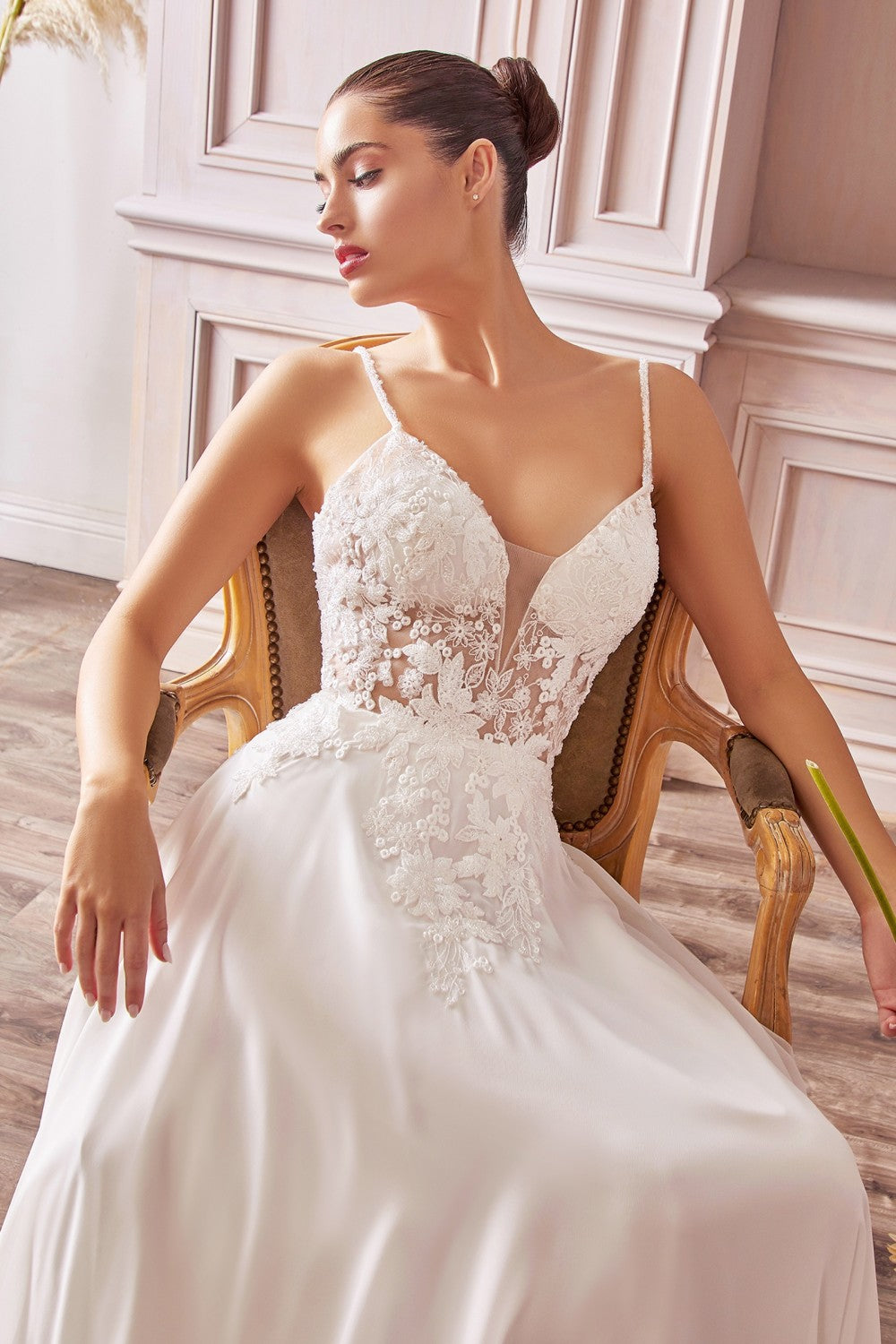Arsinoe White Plunging Neckline Bridal Gown | Boudoir 1861 model
