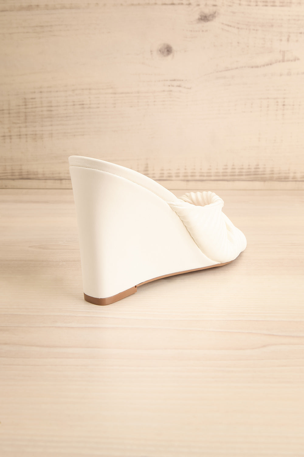 Ashai White Twist Front Wedge Sandals | La petite garçonne back view