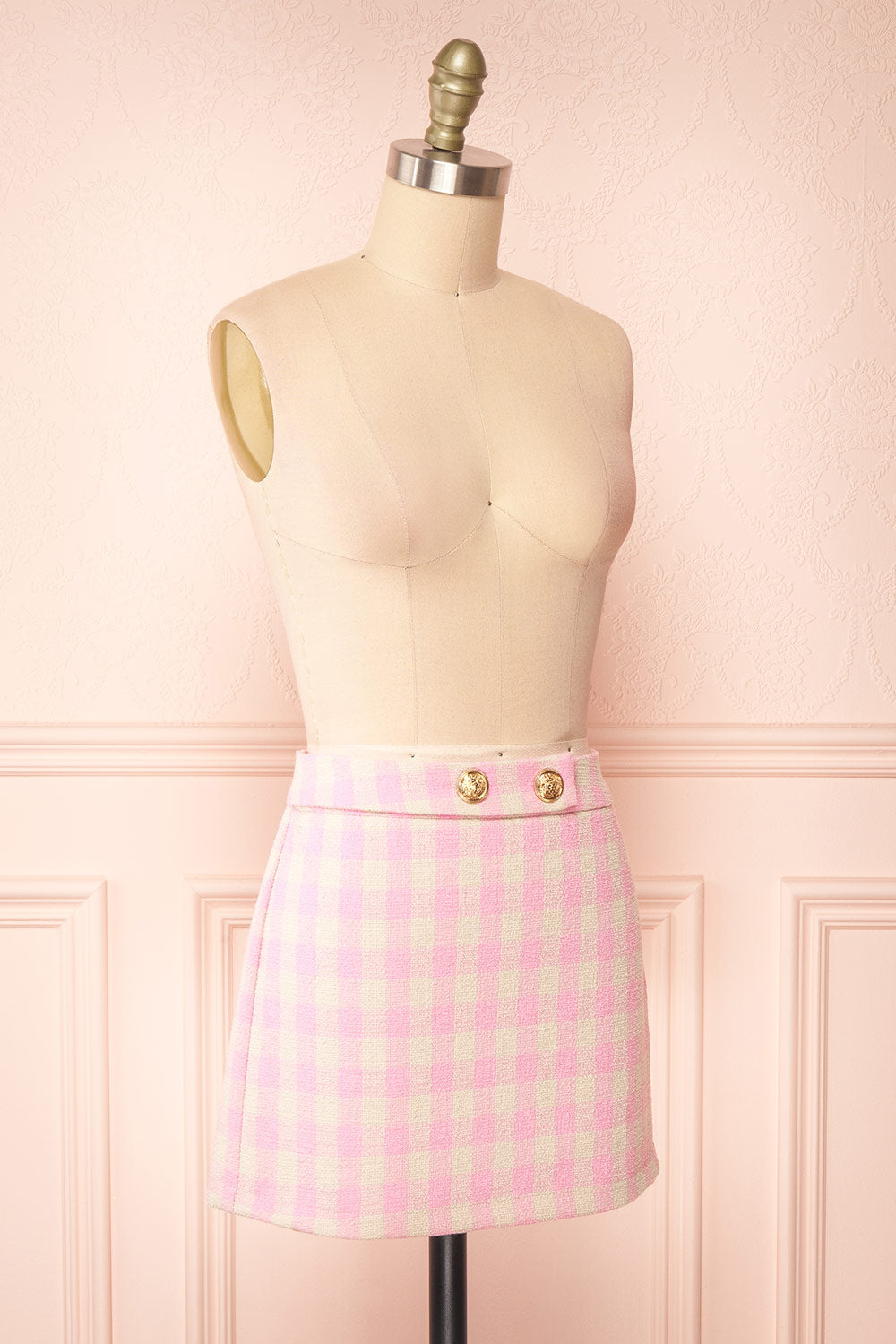 Asif Pink Tweed Mini Skirt | Boutique 1861 side view
