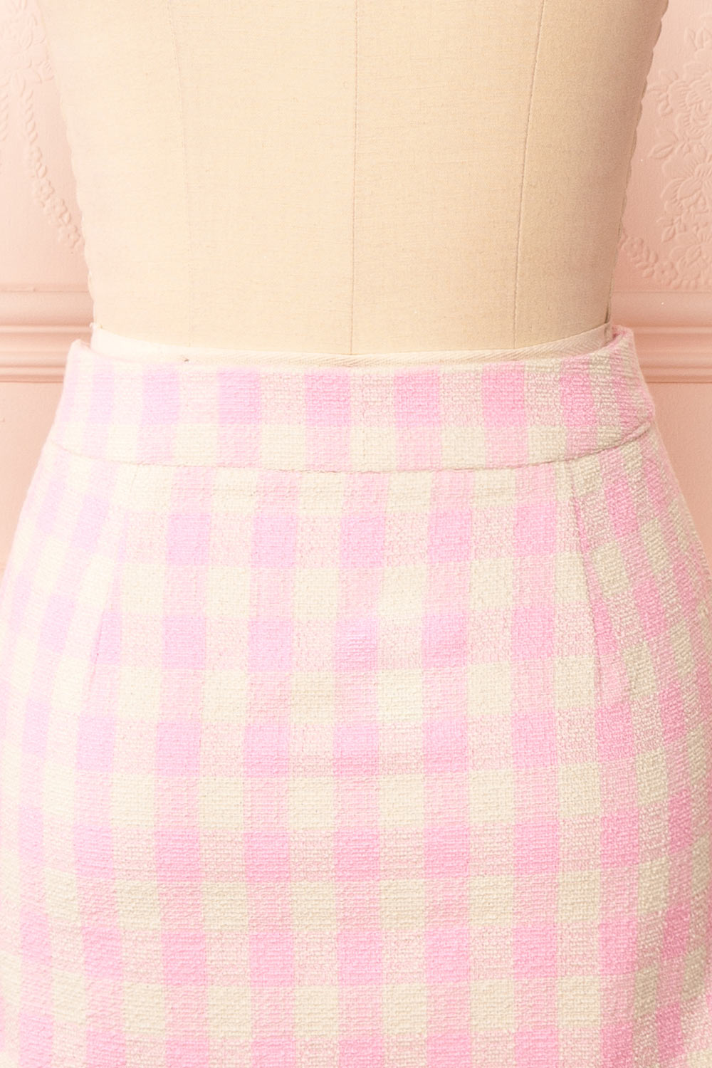 Asif Pink Tweed Mini Skirt | Boutique 1861 back close-up