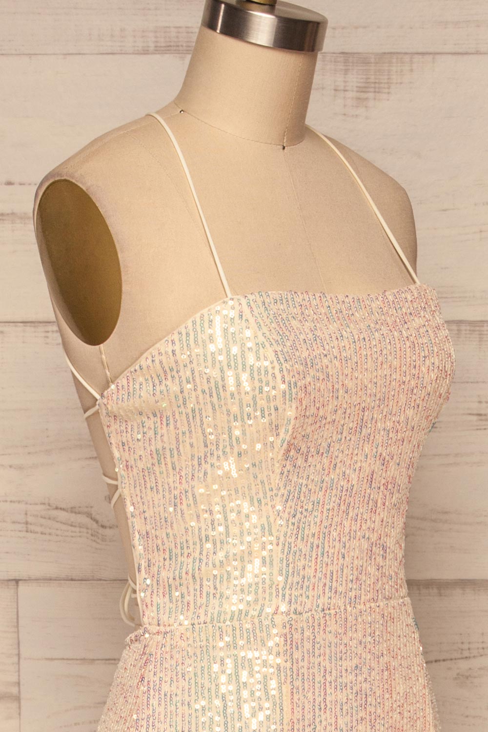 Askim Diamond White Sequin Mermaid Dress side view | La Petite Garçonne