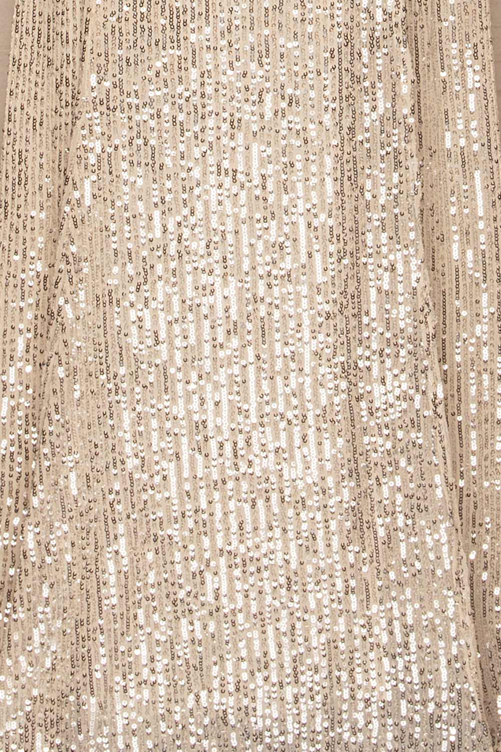 Askim Opal Cream Sequin Mermaid Dress fabric close up | La Petite Garçonne
