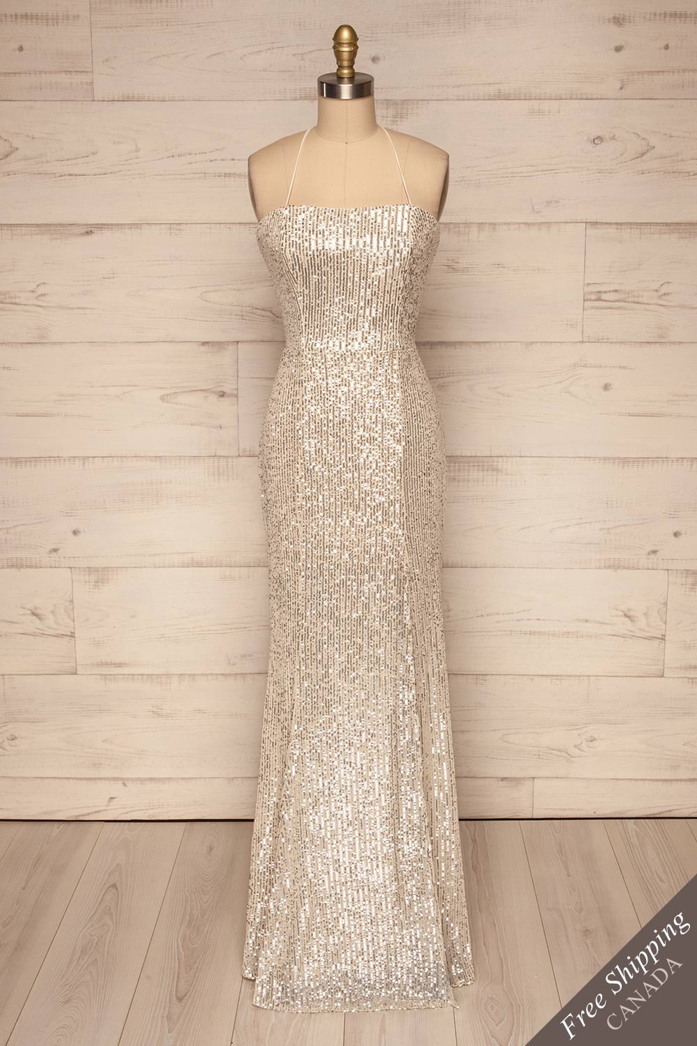Askim Opal Cream Sequin Mermaid Dress front view | La Petite Garçonne