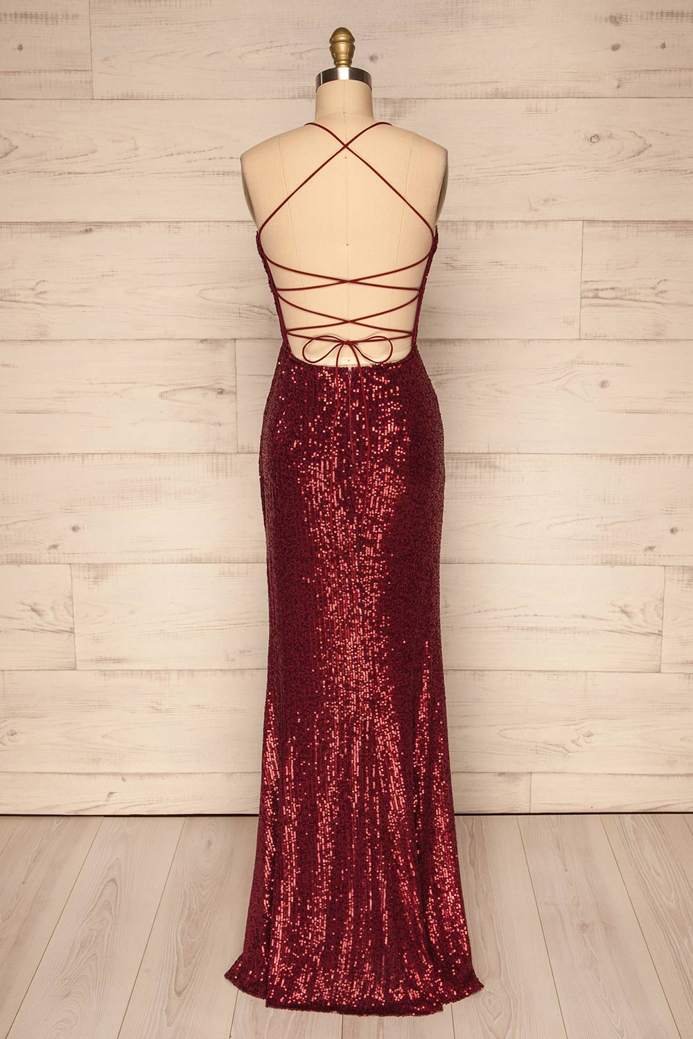 Askim Ruby Red Sequin Mermaid Dress back view | La Petite Garçonne