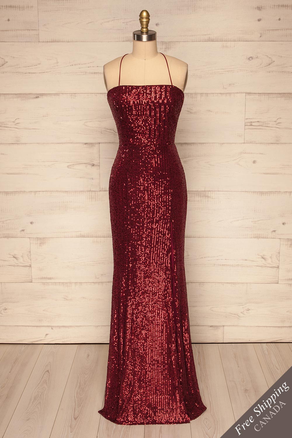 Askim Ruby Red Sequin Mermaid Dress front view | La Petite Garçonne