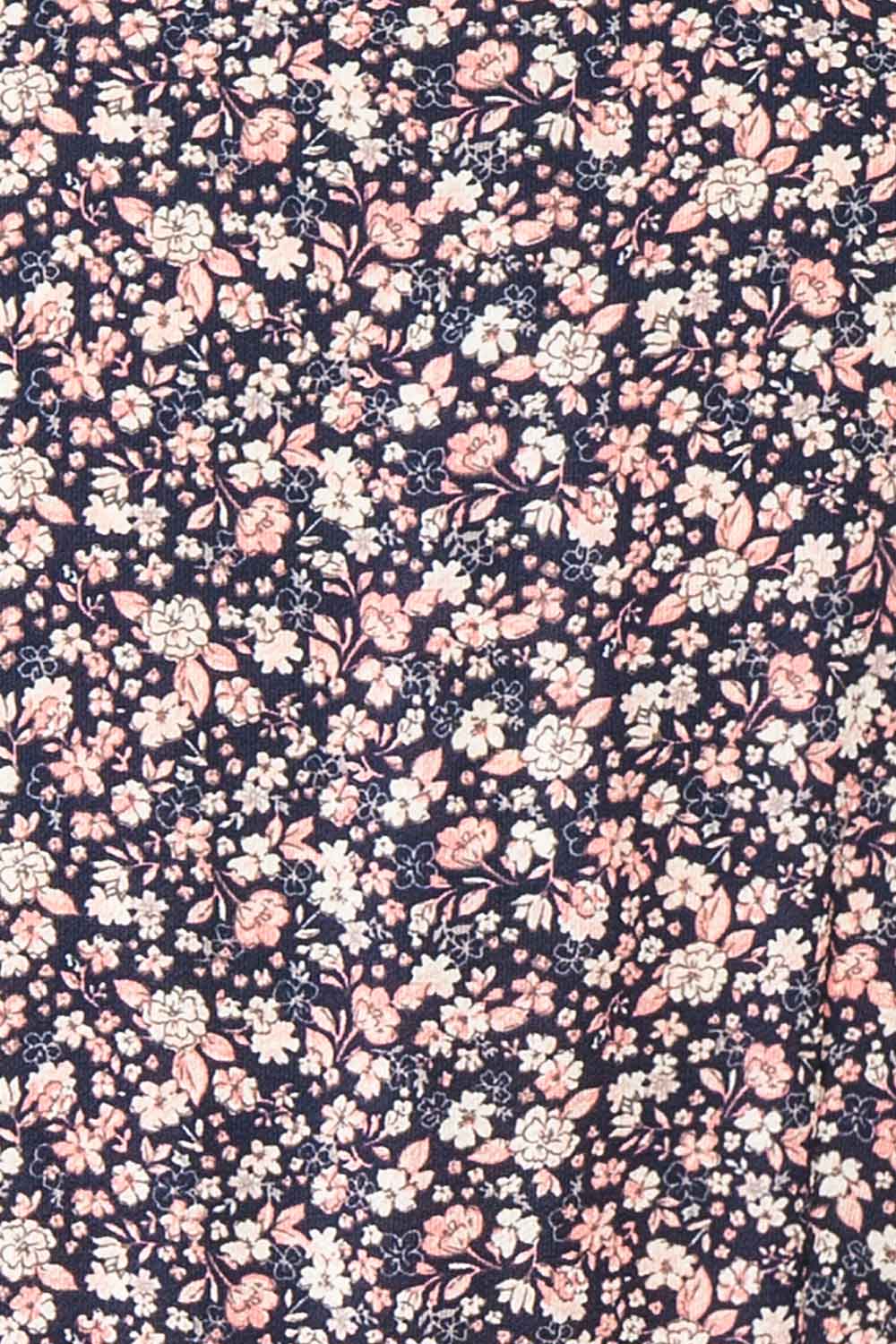 Aslaug Navy Floral Wrap Dress w/ Ruffles | Boutique 1861 fabric