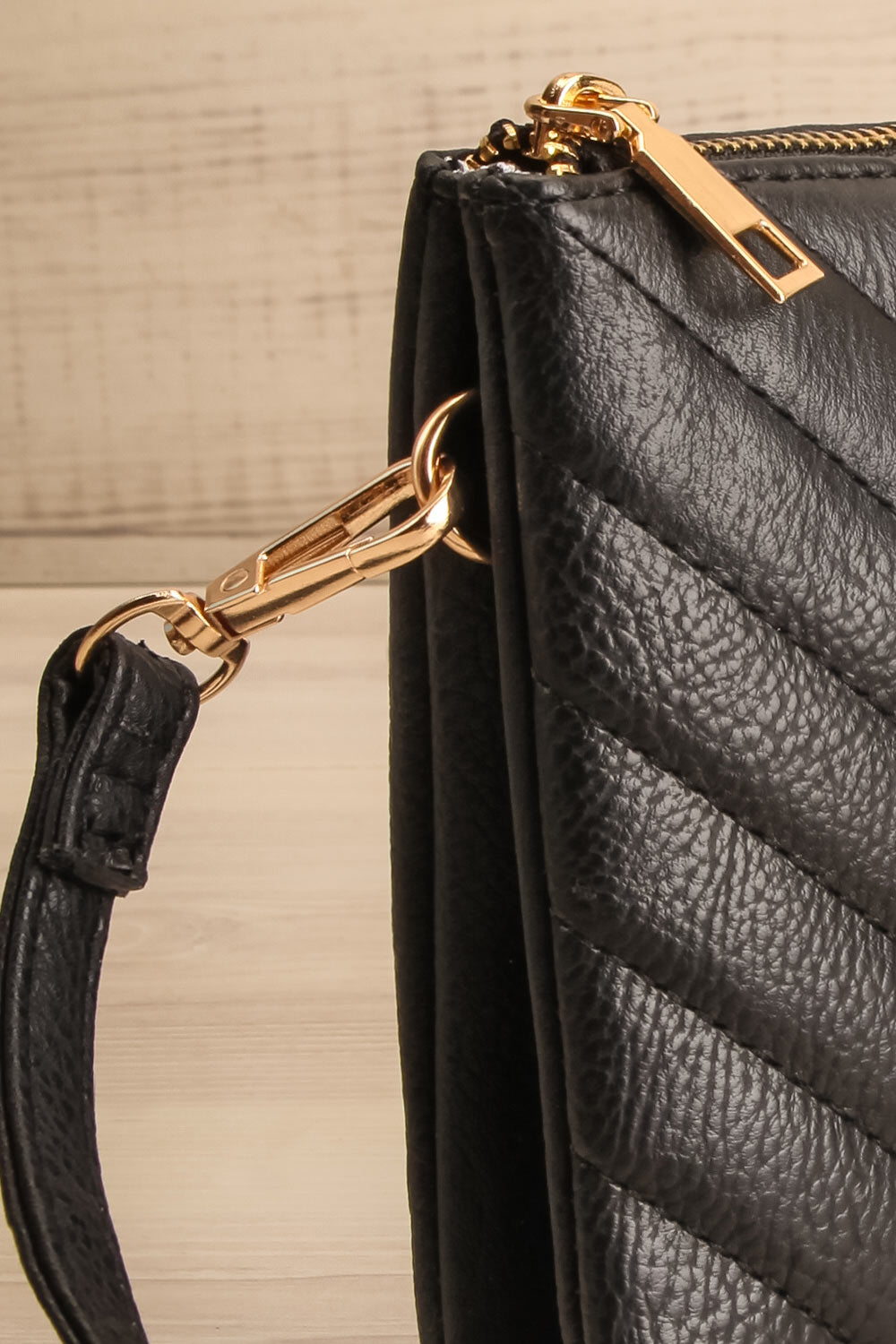 Aspen Black Crossbody Bag | La petite garçonne side close-up