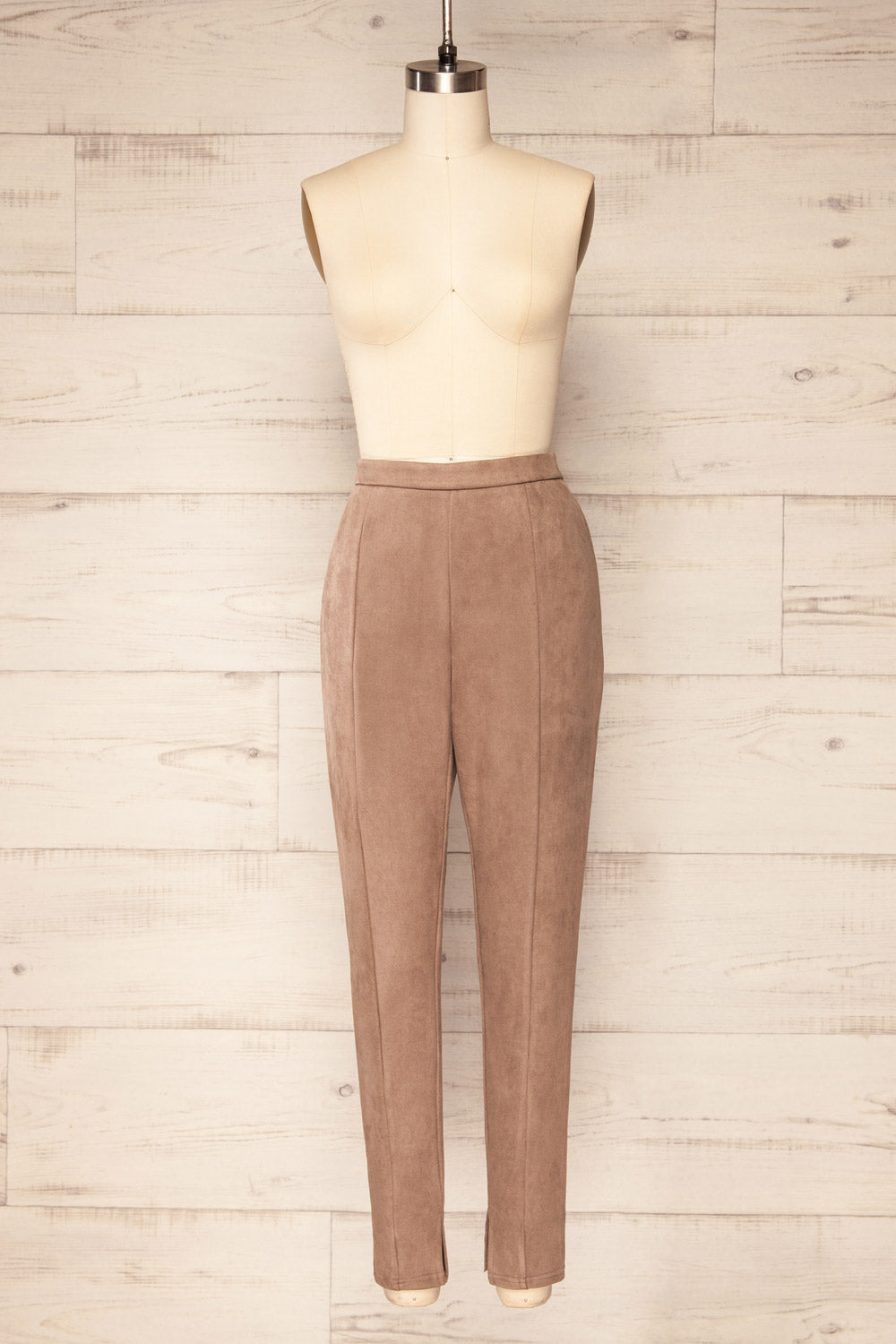 Assieni Taupe Straight Leg Pants | La petite garçonne front view