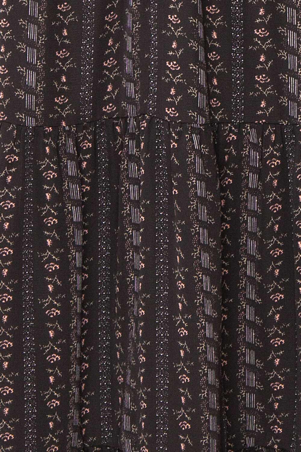 Assoura Black Puffy Sleeve Floral Maxi Dress | Boutique 1861 fabric