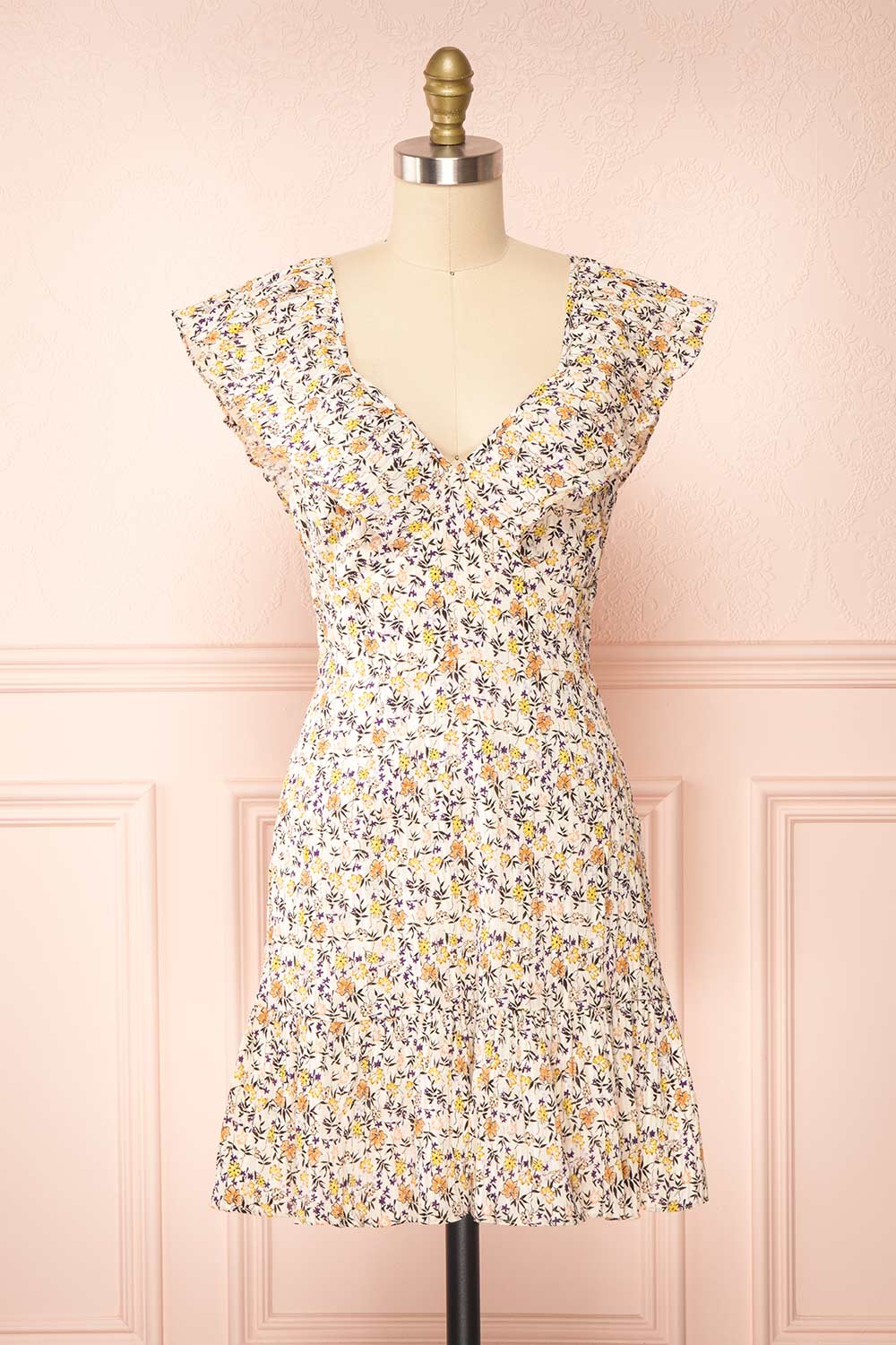 Astragalus Short Floral Dress w/ Ruffles | Boutique 1861 front view