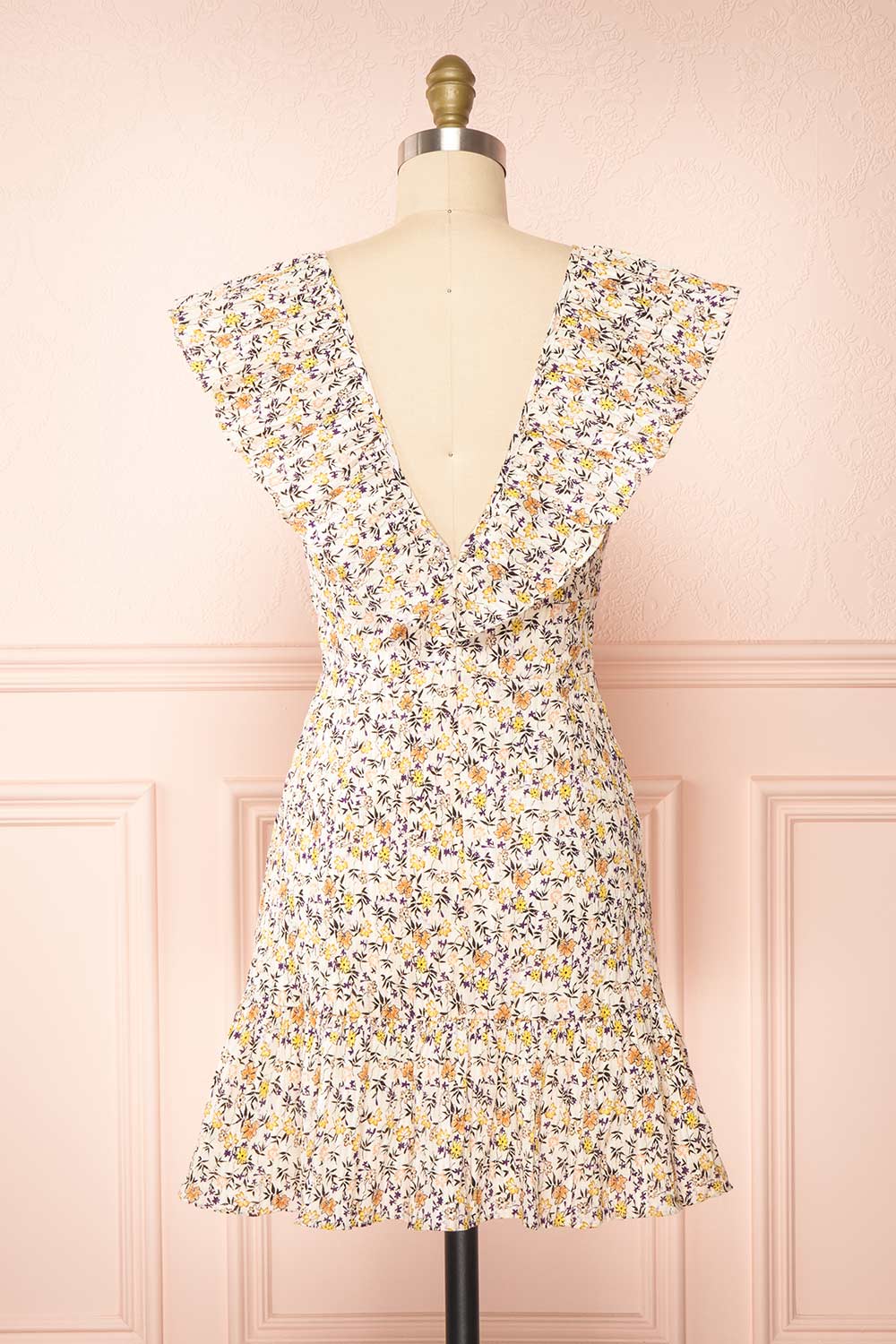 Astragalus Short Floral Dress w/ Ruffles | Boutique 1861 back view